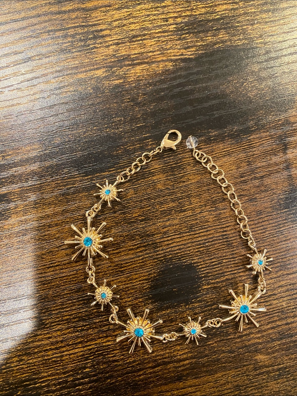 Gold Starburst Bracelet with Turquoise Accents
